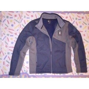 SPYDER Stellar Men's MEDIUM Blue Gray Sherpa Lined Full Zip Jacket Ski Coat